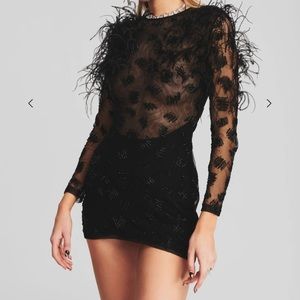Retrofete Black Feathered Dress